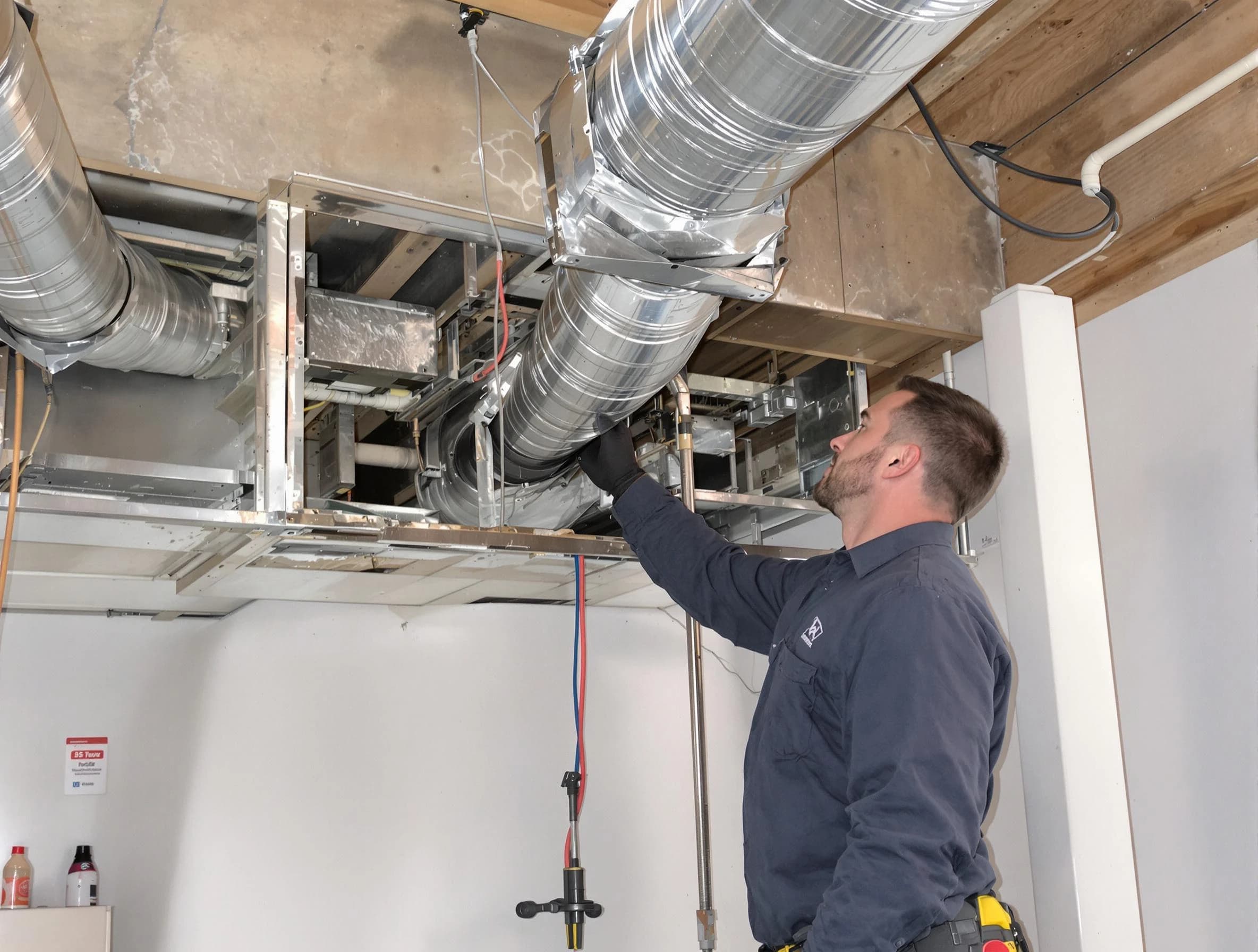 Longmont Air Duct Cleaning technician performing professional air duct repair using specialized tools in Longmont
