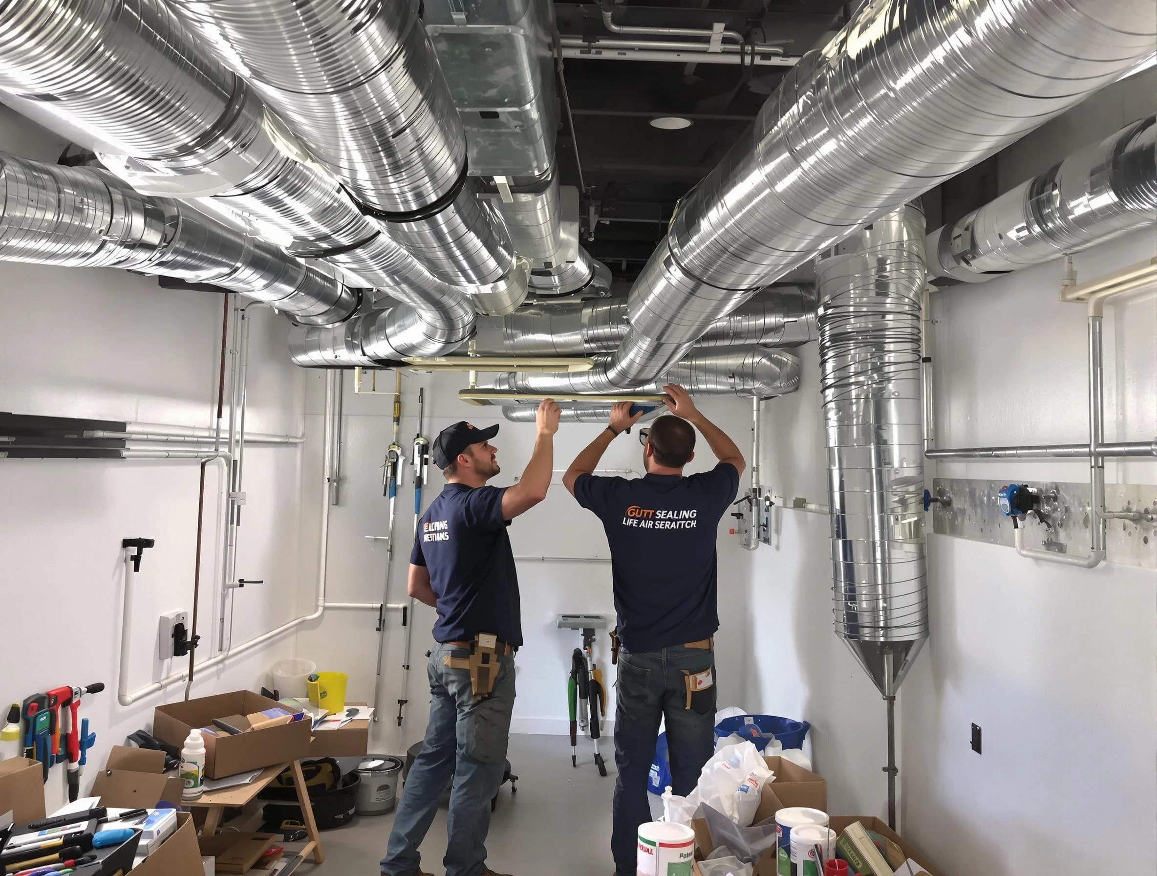 Longmont Air Duct Cleaning technician applying professional duct sealing solutions in Longmont