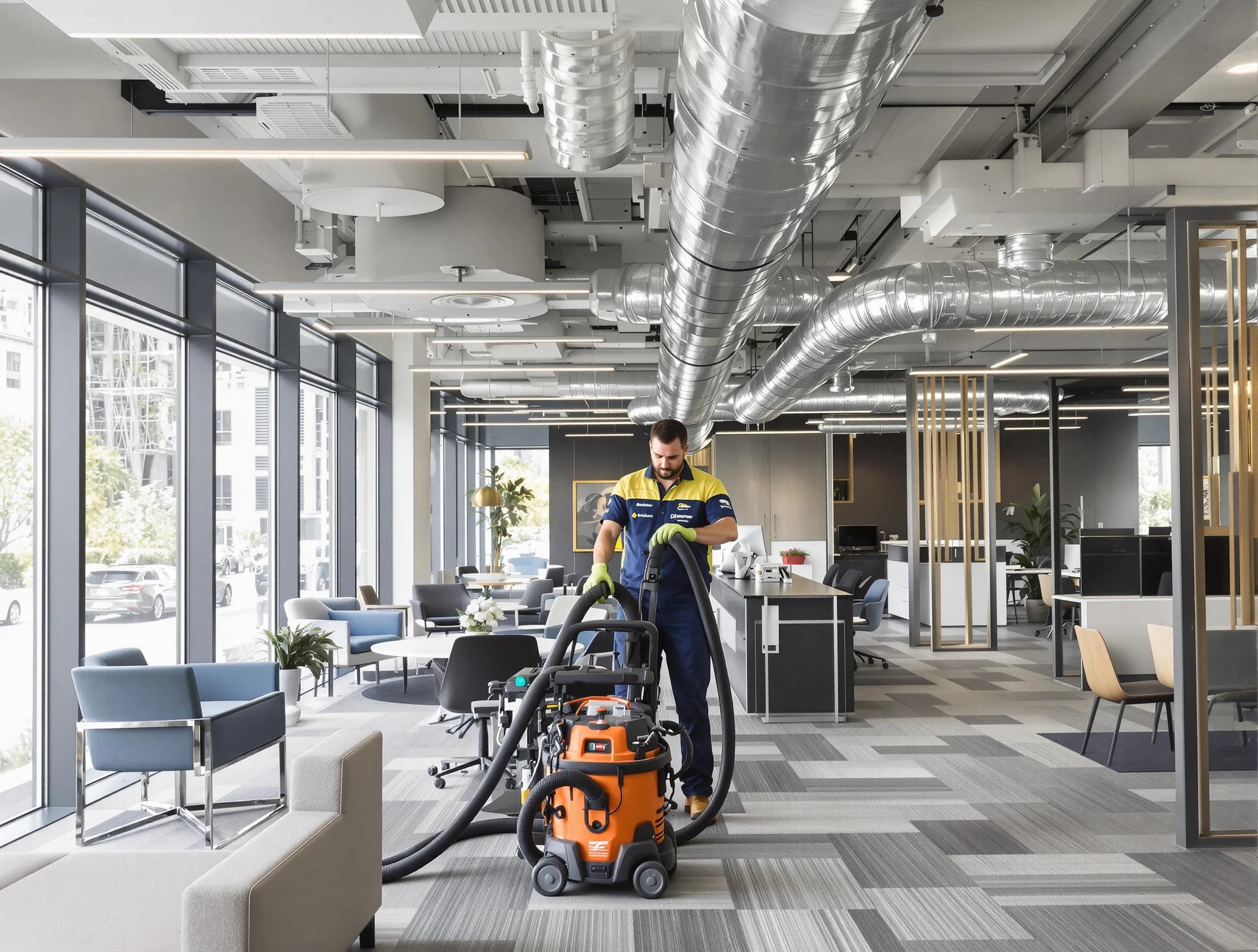 Longmont Air Duct Cleaning team performing thorough commercial duct cleaning at a Longmont business center