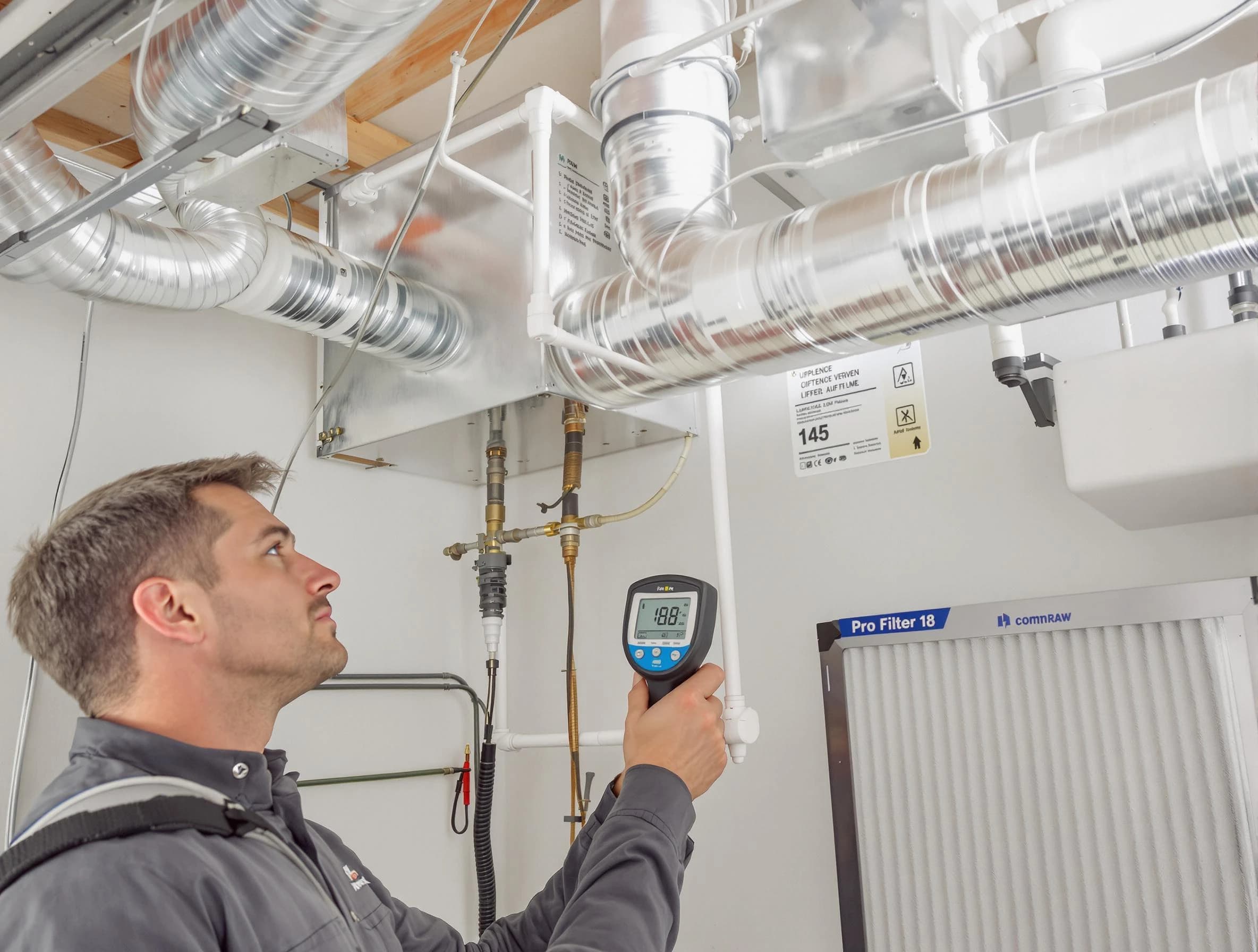 Longmont Air Duct Cleaning expert conducting detailed filter system inspection using diagnostic tools in Longmont