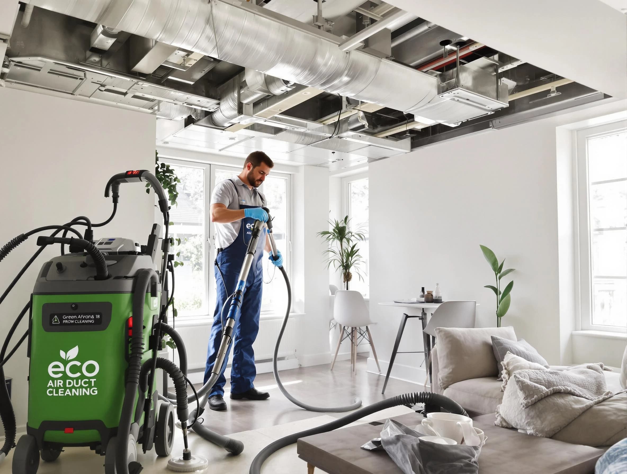 Longmont Air Duct Cleaning technician performing eco-friendly duct cleaning using sustainable methods in Longmont
