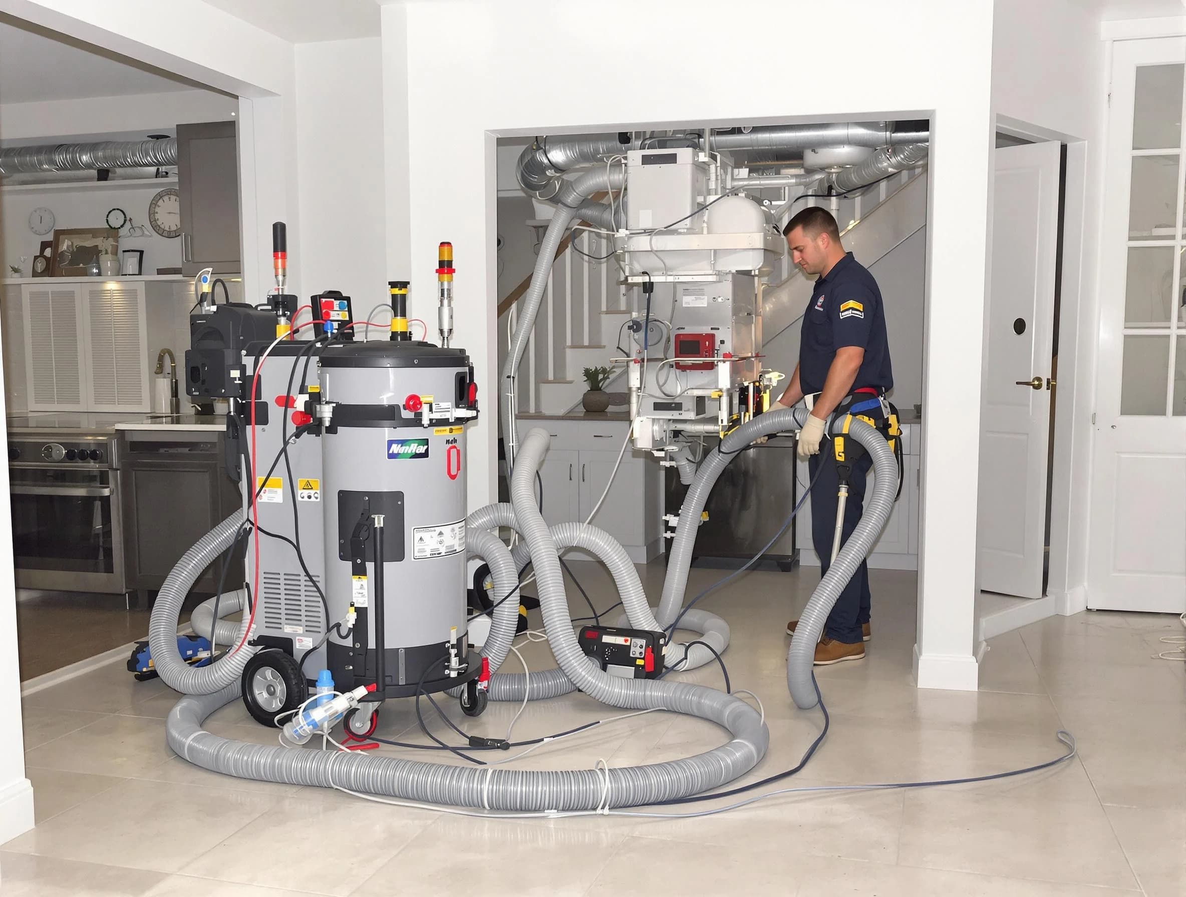 Longmont Air Duct Cleaning technician operating negative pressure cleaning equipment for thorough duct maintenance in Longmont