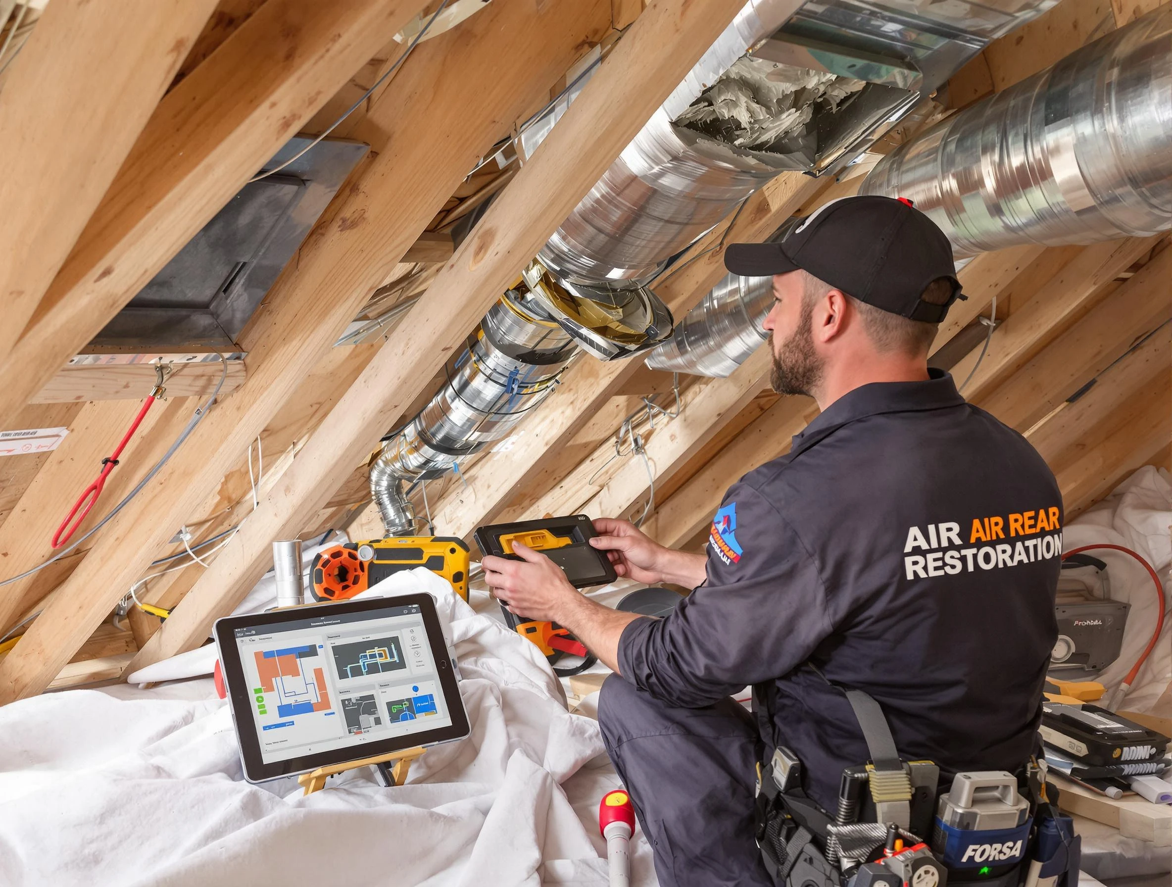 Longmont Air Duct Cleaning technician performing precise duct repair work in Longmont