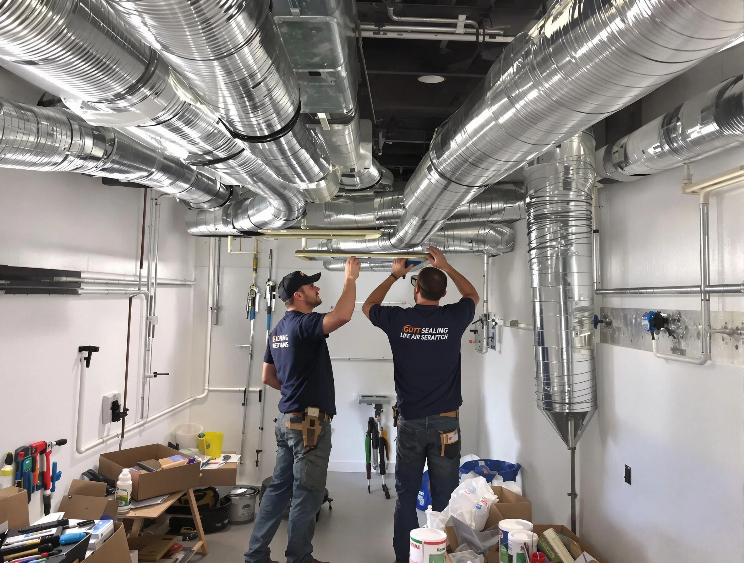 Longmont Air Duct Cleaning technician applying professional duct sealing solutions in Longmont
